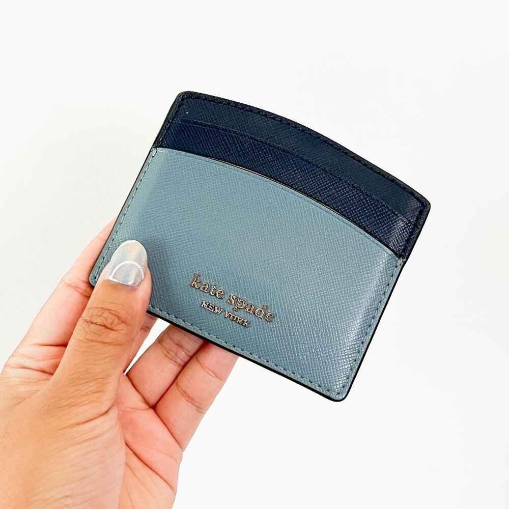 kate spade // colorblock blue card holder wallet